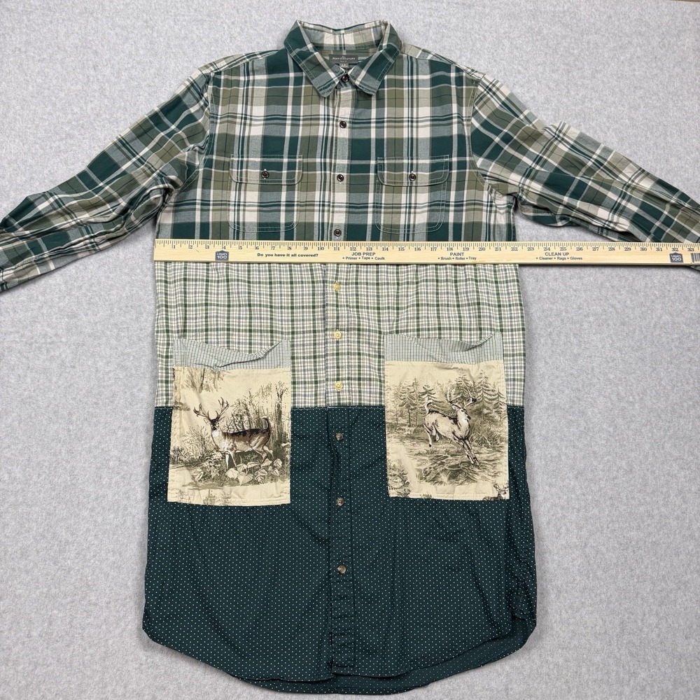 LL Bean Signature Slim Fit LT Deer Patchwork Plaid Cotton Button-Up Shirt Farm - Picture 13 of 16